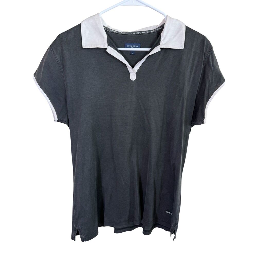 Burberry Black And Golf Polo Top Size Large